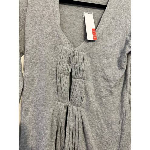 Elle  gray gathered front cardigan sweater NEW XS