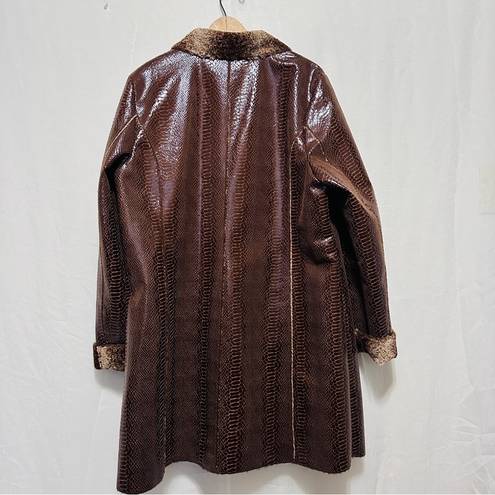 Dennis Basso DENNIS BY  CHOCOLATE BROWN FAUX SHEARLING COAT JACKET SIZE XL - NWOT