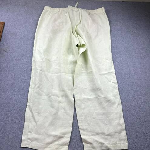 J.Jill  Pants Womens Size XL Light Green Linen Flowy Lagenlook Boho Preppy Beach