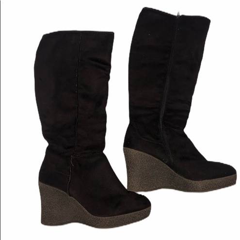 Refuge  brown suede wedge tall boots