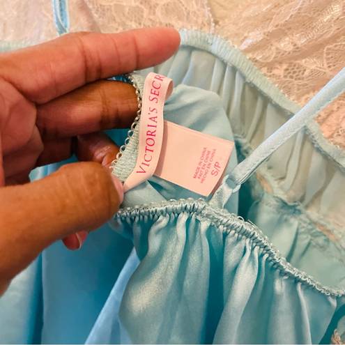 Victoria's Secret  Sexy 2013 Sky Blue & Lace Sheer Chemise Slip Lingerie Sz Sm