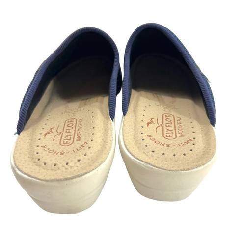 Vera Pelle FLY FLOT Blue Slide on Clogs  Leather Insole Made in Italy