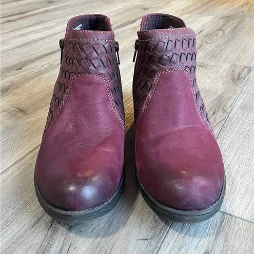 Earth Origins  Oakland Alexis Ankle Boots Merlot Red Leather 7.5 W