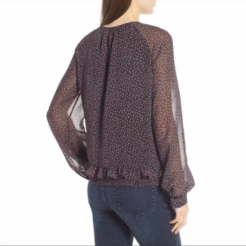 Rebecca Minkoff  Lorena Ditzy Floral Sheer Long Sleeve Top Extra Small