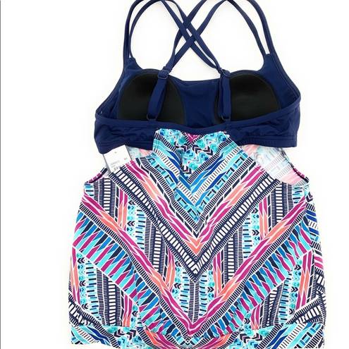 Jag jeans Jag Blue Abstract Swim Tank Top Built-in-Support Boulson Tankini Small NWT $86