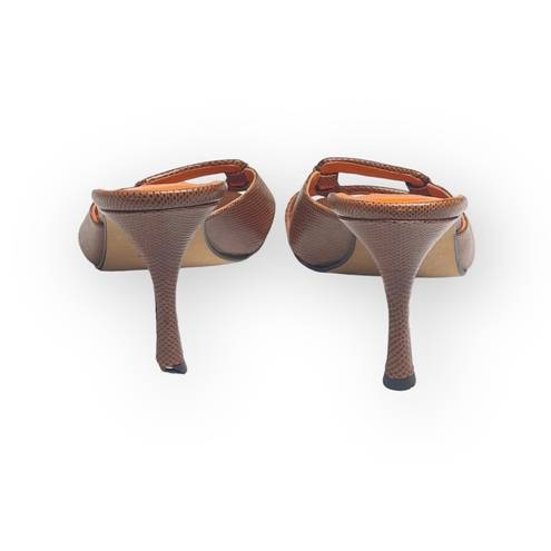 Isaac Mizrahi new  ⌘ Open Vamp Lizard Kitten Heel Mule Sandals ⌘ Orange Brown 10