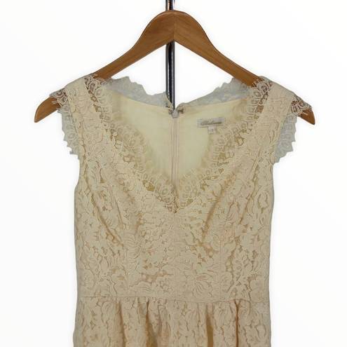 Shoshanna  Cream Eyelash Lace A-Line Sleeveless V Neck Dress with Pockets size 2