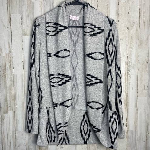 Pink Lily  Aztec Print Open Front Cardigan Size S