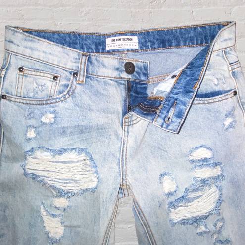 One Teaspoon One x  27 Awesome Baggies Destroyed Cuffed Hem Jeans Blue Heart