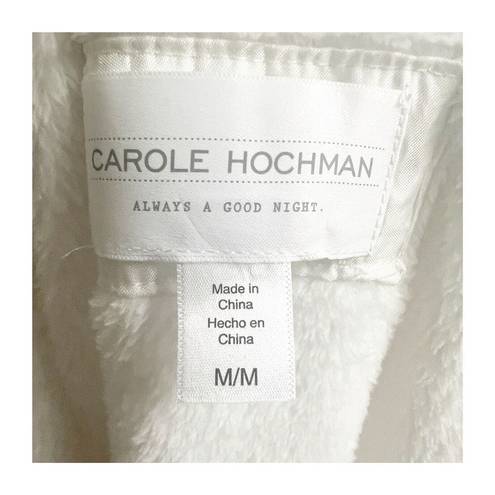 Carole Hochman  Women Robe M Ivory Faux Fur Plush Wrap with Pockets Long Sleeve