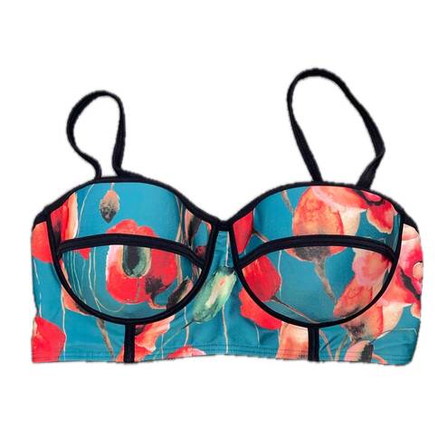 Modcloth High Dive by  Floral Retro Bikini Top Size Large NWOT