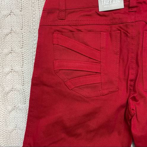 Tripp NYC  Z-Cut Strappy Skinny Jeans In Red