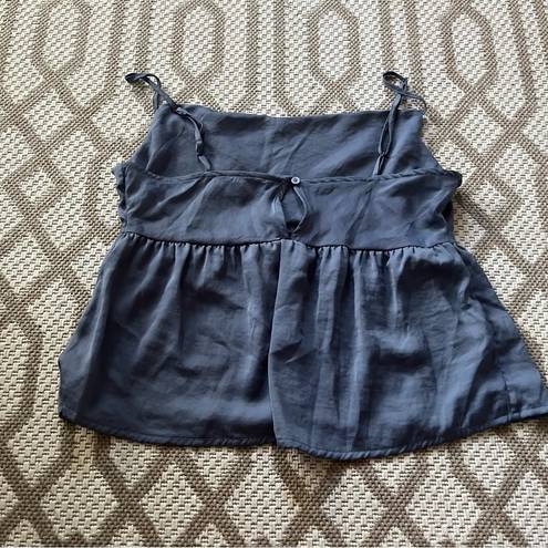 American Eagle  satin cowl neck dusty blue tank peplum blouse small