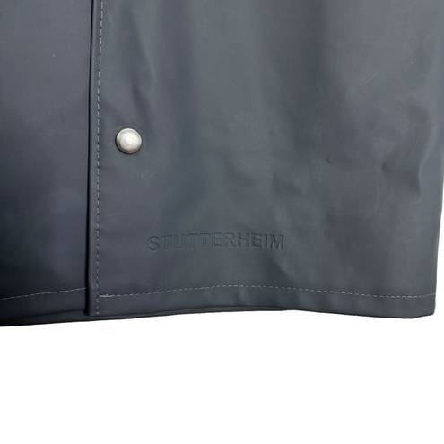 Stutterheim Mosebacke Raincoat Black (Dark Grey) Button Front Hooded Size XXS