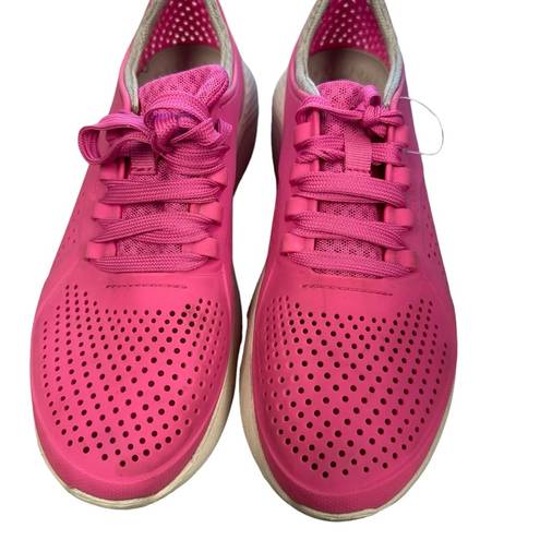 Crocs  LiteRide Pink Pacer Perforated Lace Up Shoes Womens