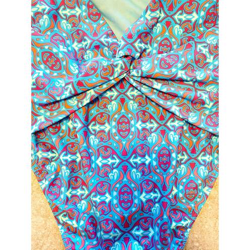 Bleu Rod Beattie  One Piece St. Tropez Swimsuit Halter Criss Cross Back Blue 10