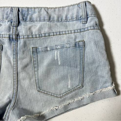 Forever 21  Light Wash Distressed Cuffed High Waist Jean Shorts