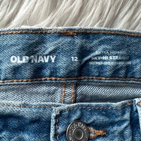 Old Navy Sky-Hi Straight Raw Hem Jeans