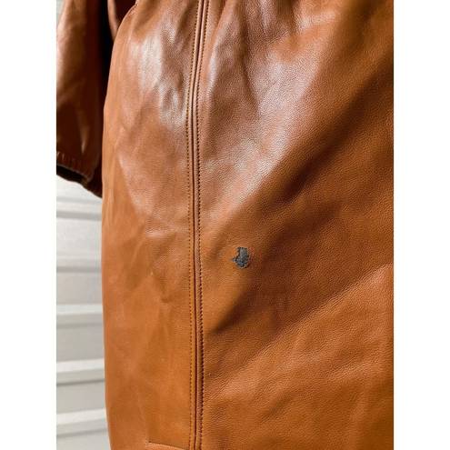 Natori  Vegan Luxe Leather Blouson Dress Brown Womens Size Small