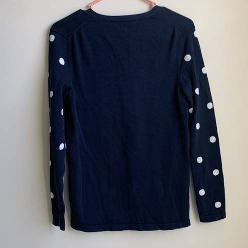 Tommy Hilfiger  Polka Dot V- Neck Cardigan Sweater (Sz M) Navy Blue & White