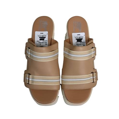 Sorel  Womens 9 Joanie III Wedge Slide Sandal in Honest Beige & Chalk NEW