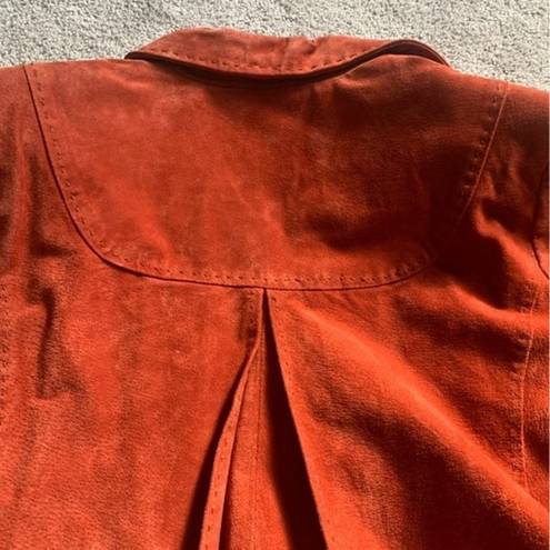 Coldwater Creek VTG Leather Suede Blazer Rusty Orange Jacket Boho Size L