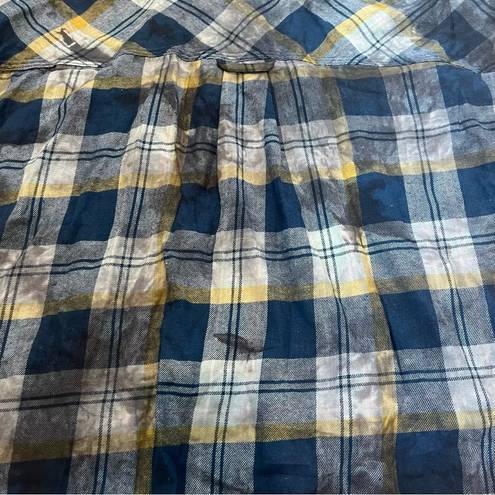 Madden Girl NWT  Blue Plaid Cropped Flannel Button Front Blouse Size XS