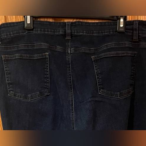 Eileen Fisher  Organic Cotton Straight Leg Ankle Blue Denim Stretch Jeans Size 16