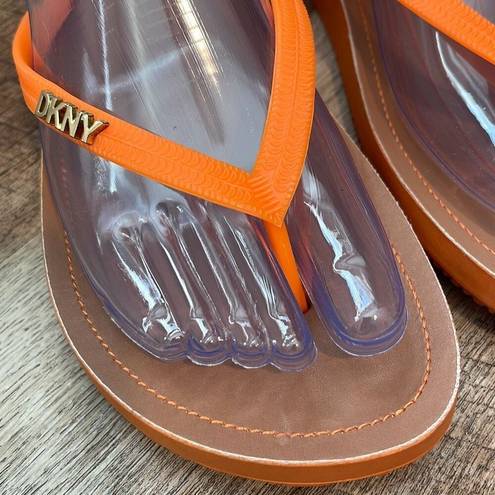 DKNY  Madi Orange Flip Flops Size 8 NWOB