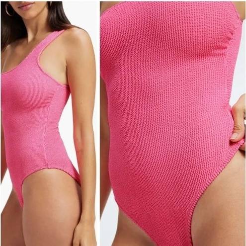 Good American New  Always Fits Hot Shoulder One Piece Swimsuit Barbie Pink