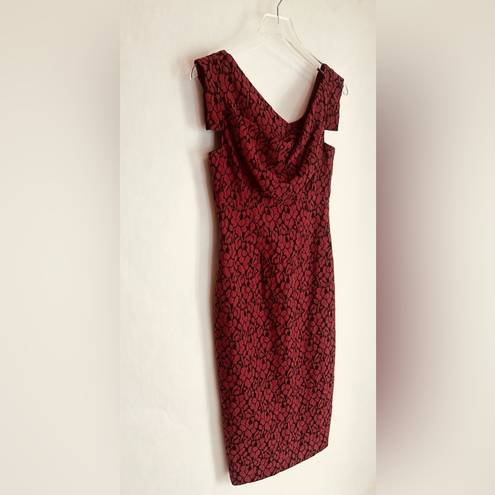 Black Halo  Jackie O Burgundy Wine Red Lace Cotton Raschel Dress Size 2