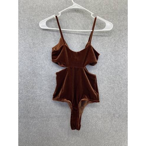 H.I.P. Just Polly Women's Bodysuit Velvet Brown Size XS Cutout Sleeveless