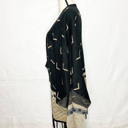 Krass&co COC Clothing Obsessed  Kimono Cardigan Sweater One Size Black Tan Navajo