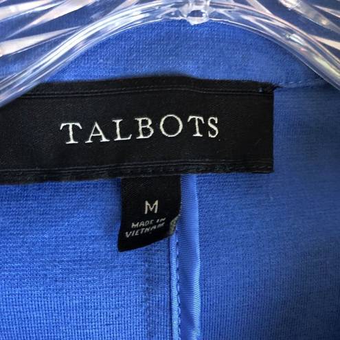 Talbots  Women Blazer Jacket Sz M Blue Pockets Knotch Collar Classic Office Corp