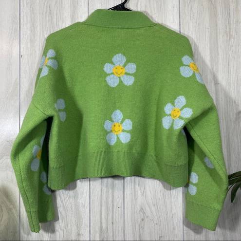 Daisy Cropped  Floral Oversized Cardigan One Size