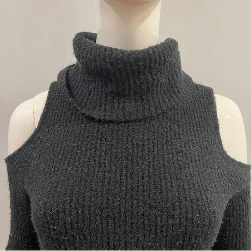 Pink Rose  Turtleneck Open Shoulder Sweater