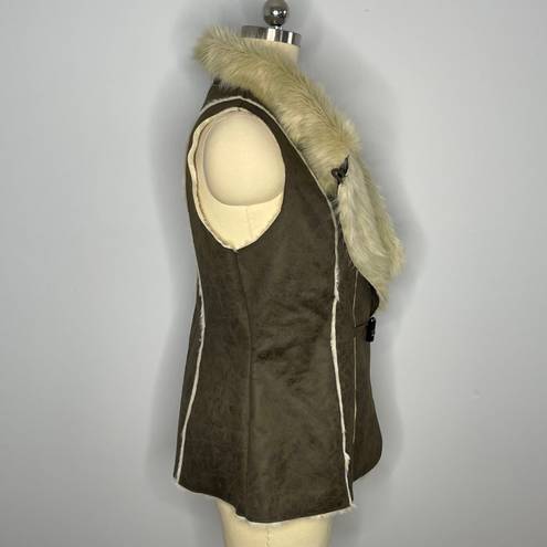 INC International Concepts Womens Night Moss Faux Suede Faux Fur Vest - Size Med