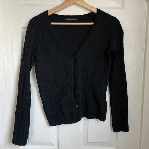 Uniqlo Cashmere blend cable knit black cardigan