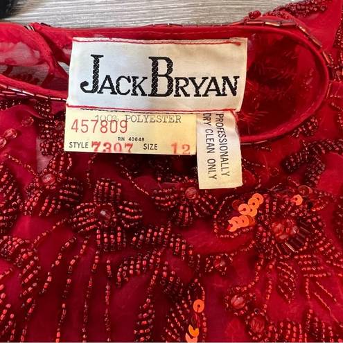 JACK VINTAGE  Bryan red beaded fringe top floral