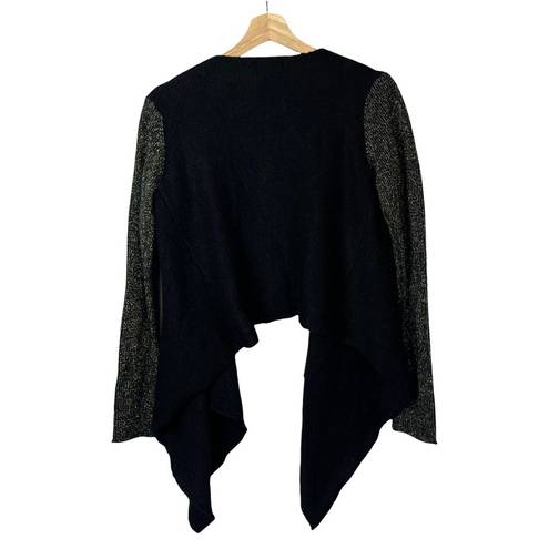 House of Harlow  1960 Celine Black & Gold Open Front Knit Cardigan S