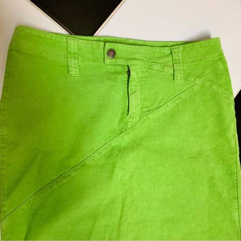 United Colors Of Benetton Vintage Y2K  Neon Lime Green Corduroy Pencil Skirt sz L