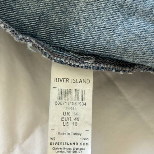 River Island Distressed Denim Jacket 100% Cotton Size 10