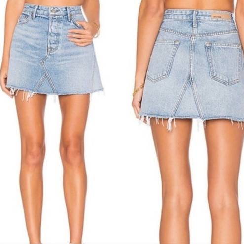 GRLFRND Revolve  BUTTON FLY DENIM SKIRT EVA CAR WASH SIZE 26