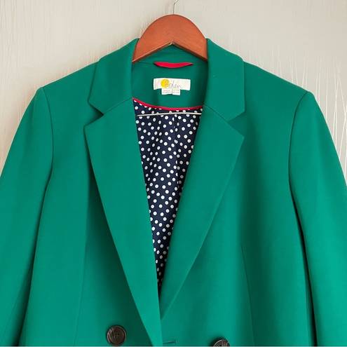 Boden Gabriella Ponte Blazer Jacket Size 10 Green Double Breasted