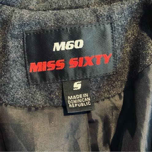 Miss Sixty  Women’s Wool Double Breasted Dark Gray Pleated Pea Coat Size Small