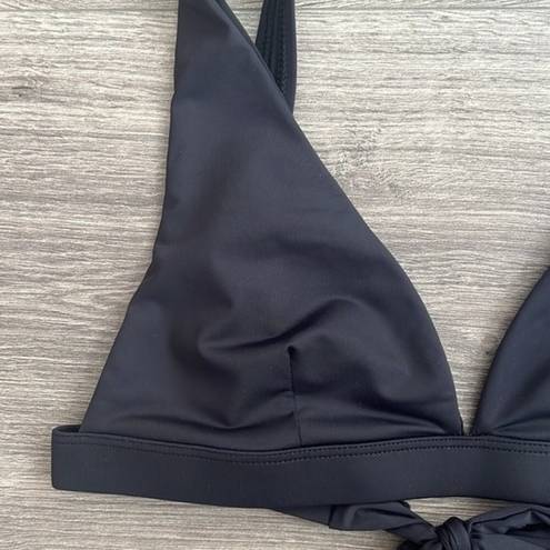 Good American NWT  Sexy Boost Triangle Bikini Top Black Tie Back Size 2 / Medium