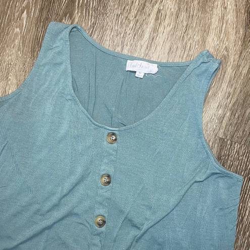 Cloud Chaser Womens Green Button Front Tie Tank Top - M