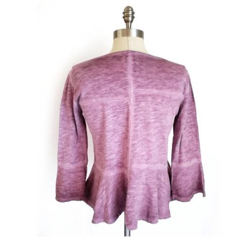 Akemi + Kin ANTHROPOLOGIE  PEPLUM SEAMED TOP PINK OMBRE BELL SLEEVE TOP SZ XXS