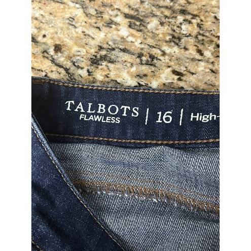Talbots  High Rise Wide Leg Crop Raw Hem Dark Wash Classic Modest Casual  16