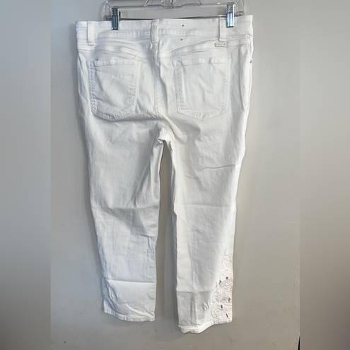 INC  DENIM Women’s White Embroidered Detail Straight Leg Cropped Jeans Size 12